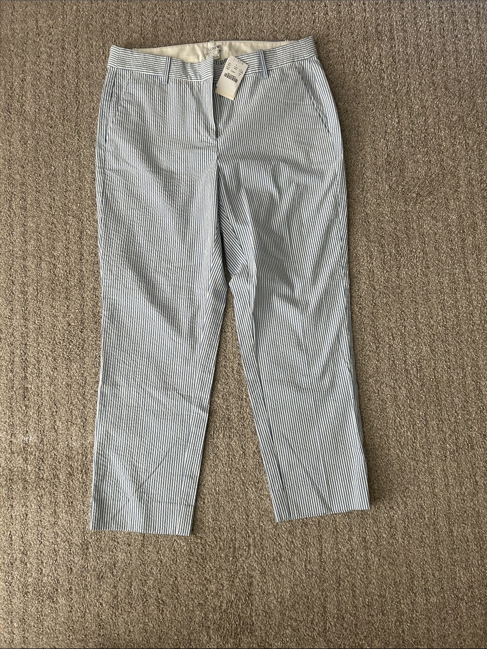 J. Crew Women's Blue and White Striped Cropped Pants
